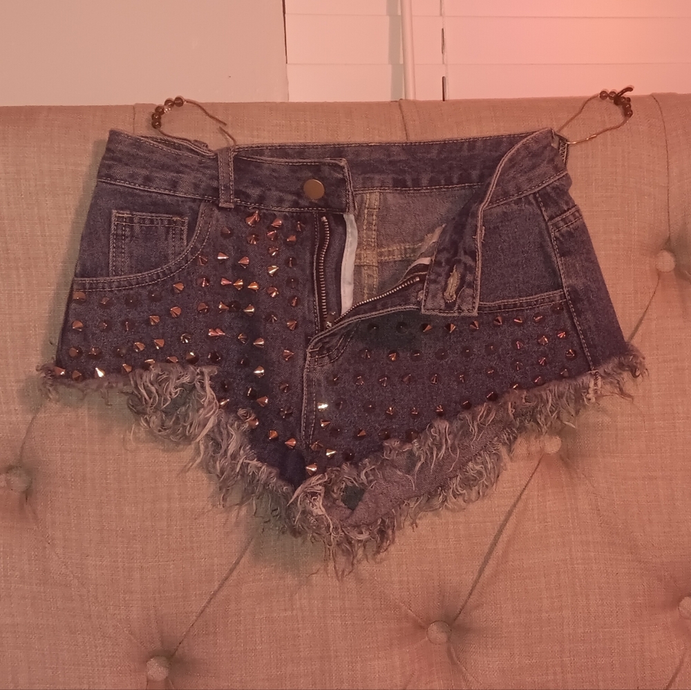 Studded Denim Shorts